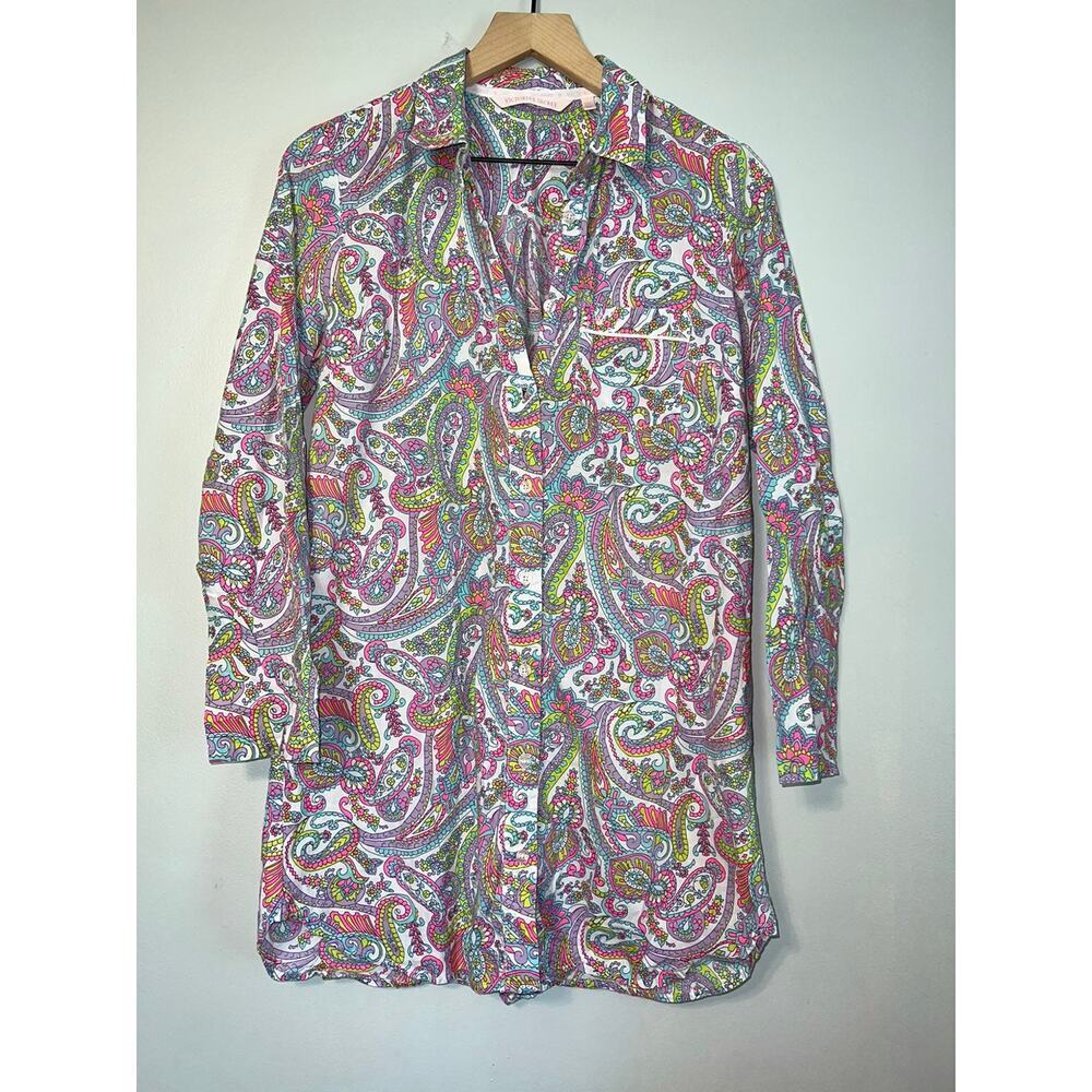 Victorias secret bright paisley sleep shirt size small
